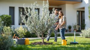 olivier devant maison