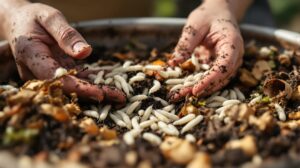 asticots dans composteur