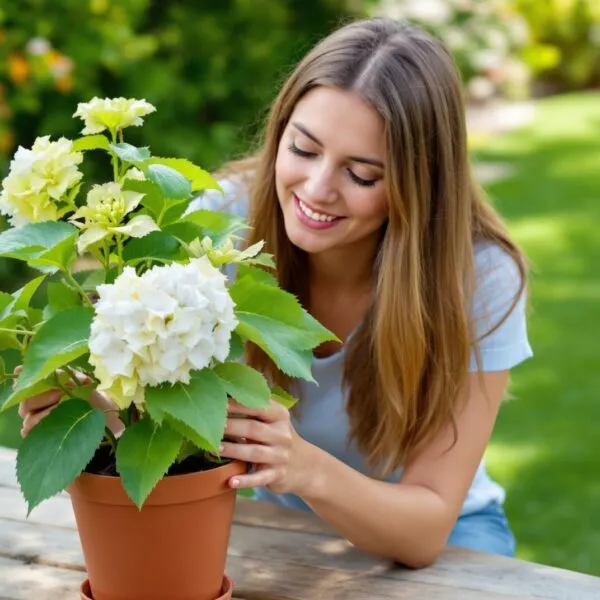 hortensia en pot qui fane