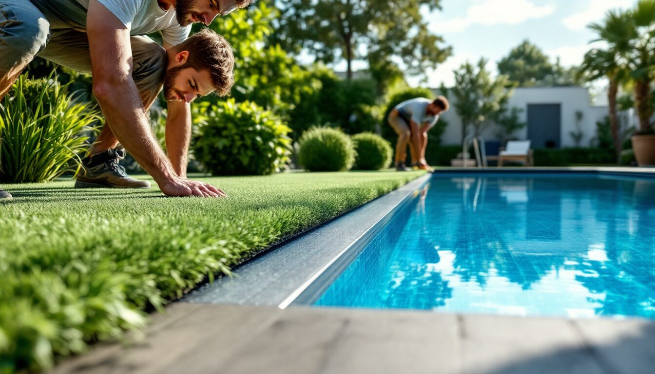 gazon synthétique piscine