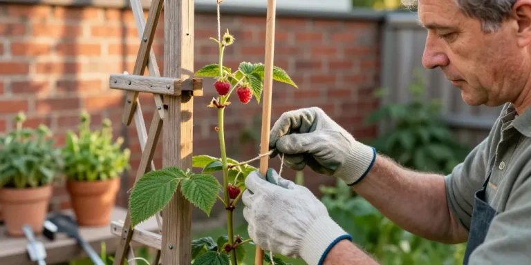 palissage framboisier contre un mur