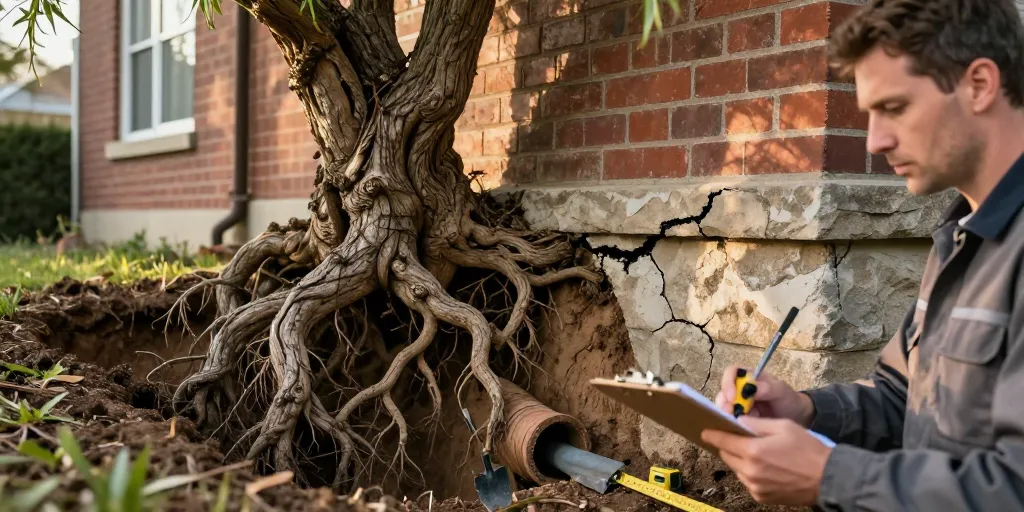 saule tortueux racines